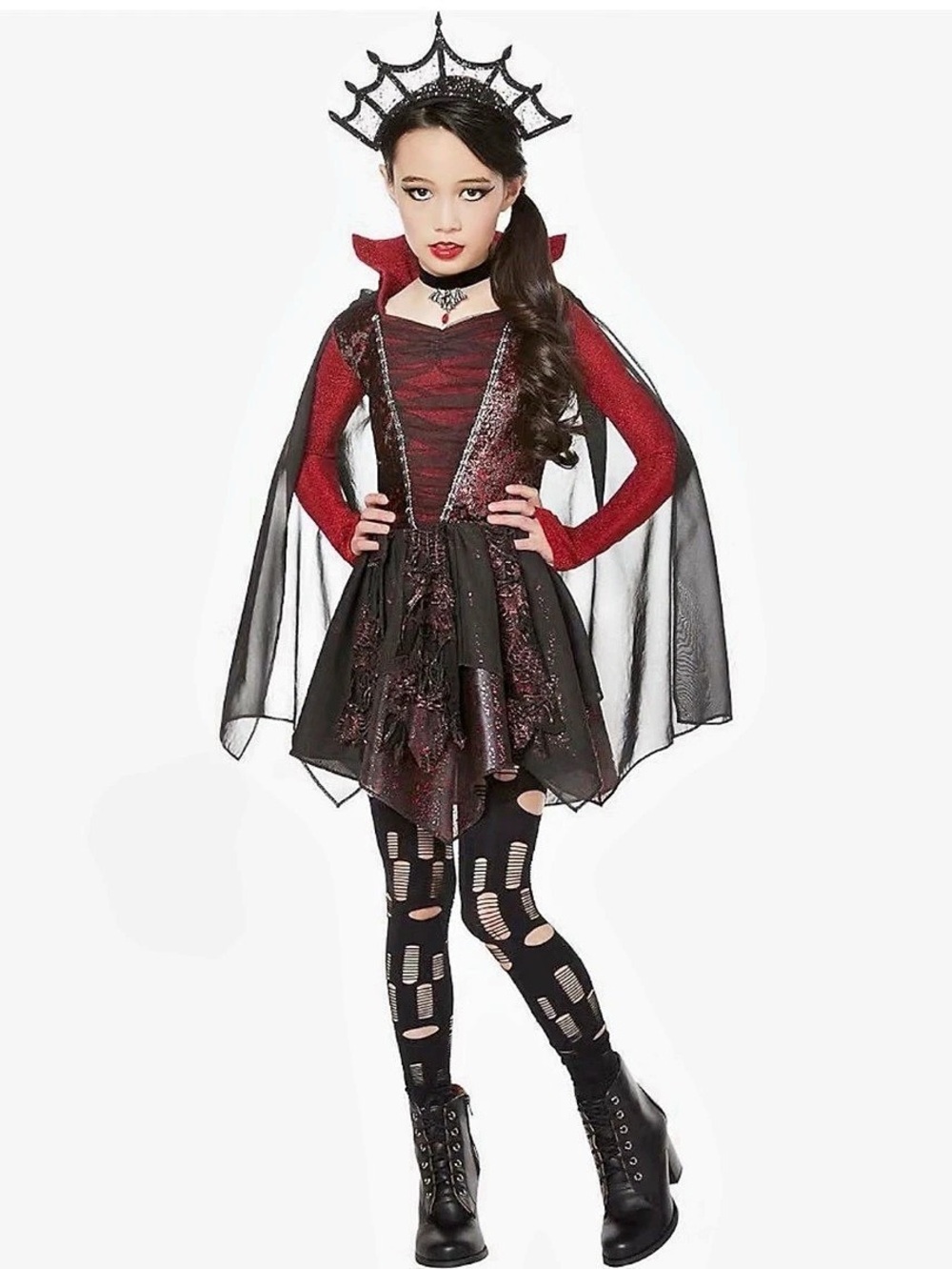 Spirit Halloween Dark Beauty Dracula Costume Black & Red Girls 14-16 years